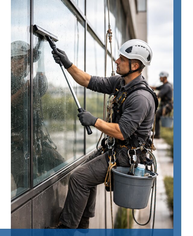 Мойка стеклянных фасадов в Ижевске от 208 р. | ВЫСОТНИК-Жвс