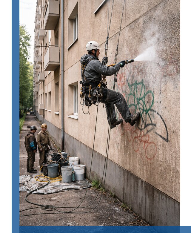 Удаление граффити с фасада в Ижевске без следов и повреждений