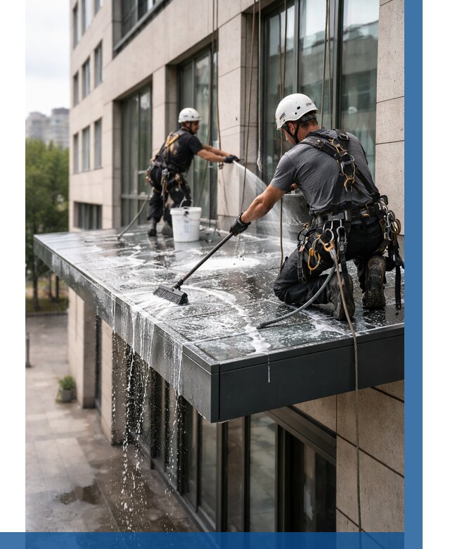 Мойка козырьков и навесов в Ижевске от 3635 р. | ВЫСОТНИК-Жвс