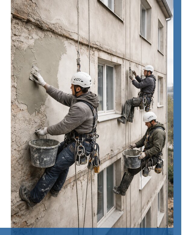 Ремонт штукатурного фасада в Ижевске от 779 р. под ключ | ВЫСОТНИК-Жвс