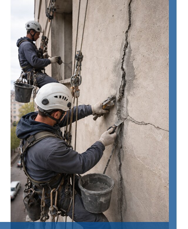 Заделка трещин на фасаде в Ижевске от 935 р. | ВЫСОТНИК-Жвс