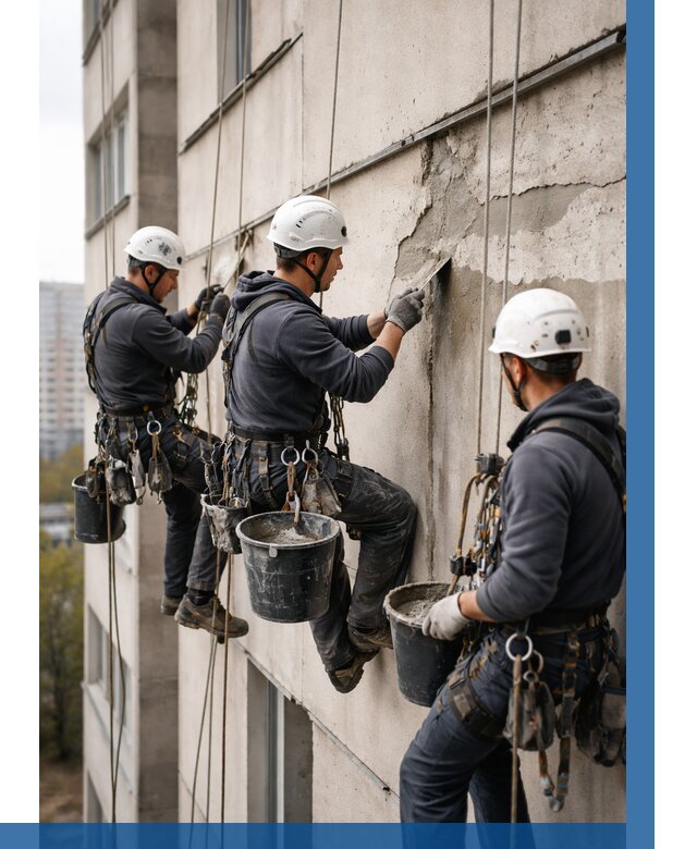 Ремонт бетонных элементов фасада в Ижевске от 2597 р. | ВЫСОТНИК-Жвс