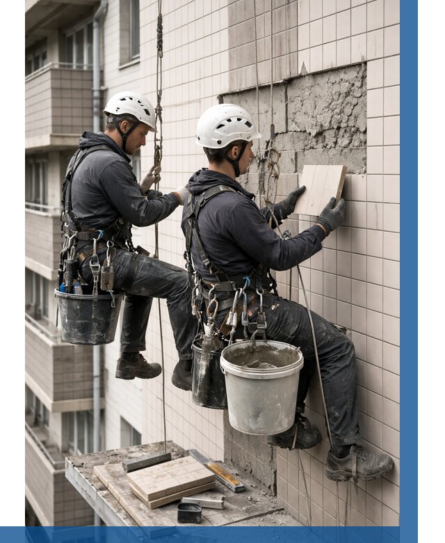 Ремонт облицовки фасада плиткой в Ижевске от 1870 р. | ВЫСОТНИК-Жвс