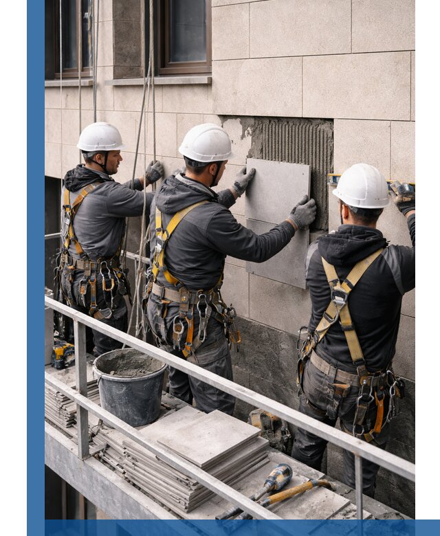 Ремонт облицовки фасада плиткой в Ижевске с гарантией