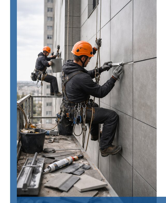 Профессиональный ремонт фасада из керамогранита в Ижевске