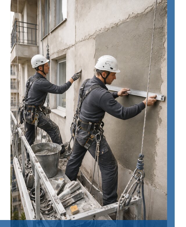 Штукатурка фасада на высоте в Ижевске от 935 р. | ВЫСОТНИК-Жвс