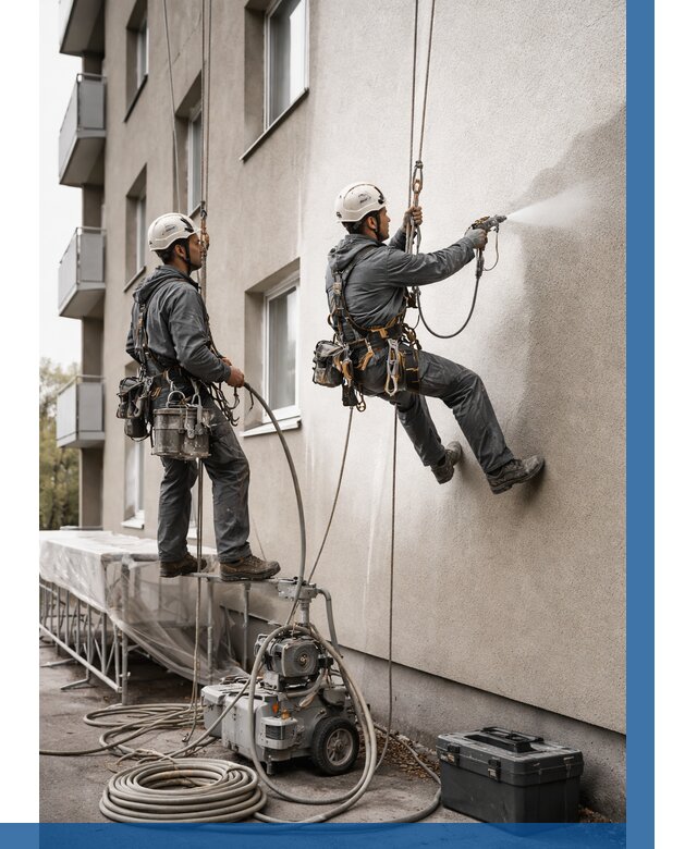 Безвоздушная покраска фасада в Ижевске от 229 р/м² | ВЫСОТНИК-Жвс