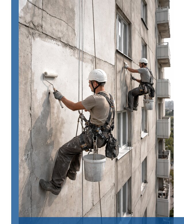 Покраска бетонного фасада в Ижевске для жилых и промышленных объектов