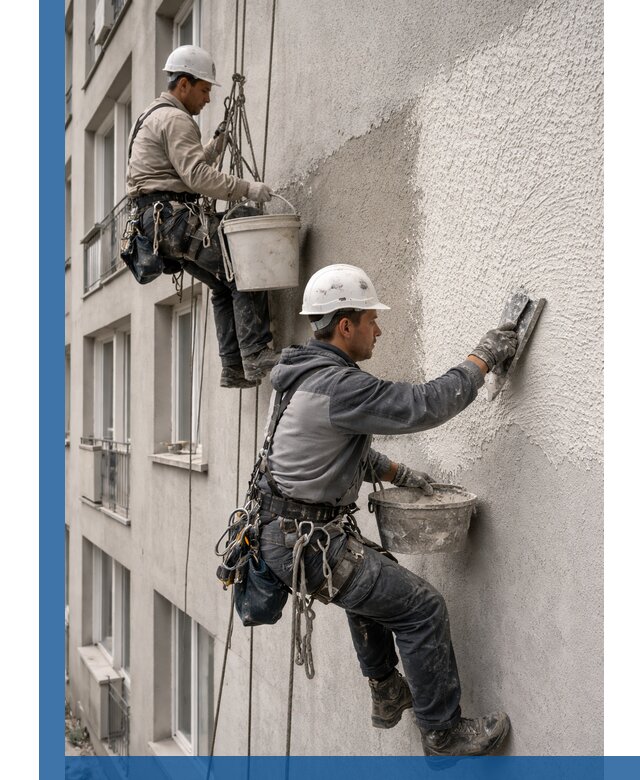 Нанесение декоративной штукатурки короед на фасад в Ижевске