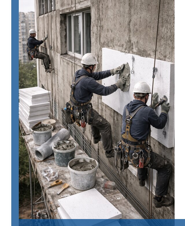 Утепление фасада пенополистиролом в Ижевске под ключ