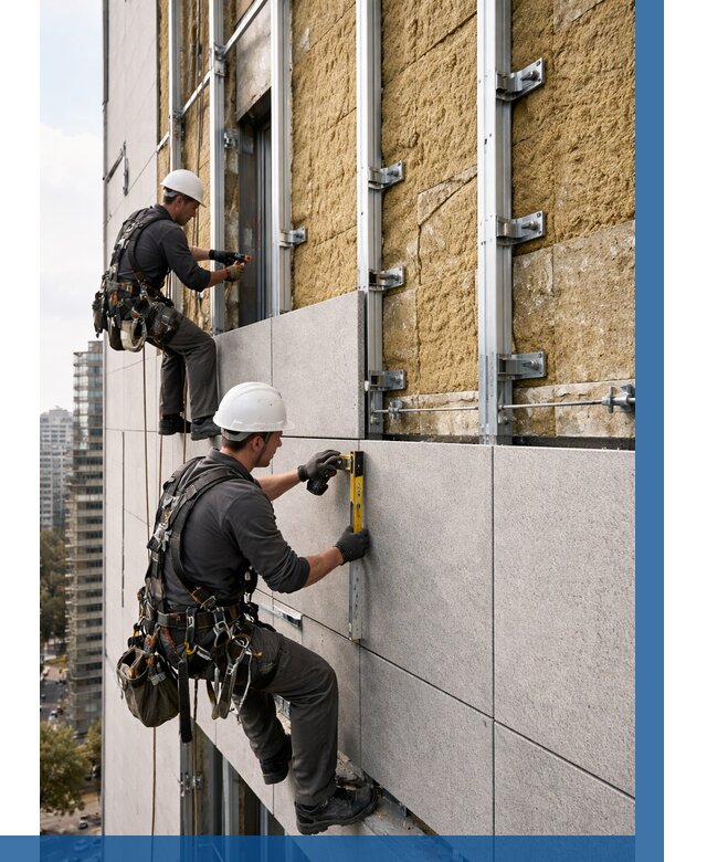 Монтаж вентилируемого фасада в Ижевске от 3635 р. | ВЫСОТНИК-Жвс