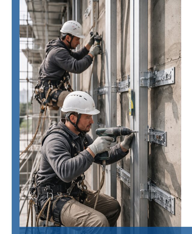 Монтаж и крепление подсистемы вентфасада в Ижевске