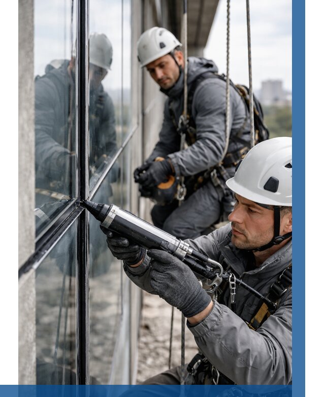 Герметизация витражных швов в Ижевске от 675 р. | ВЫСОТНИК-Жвс