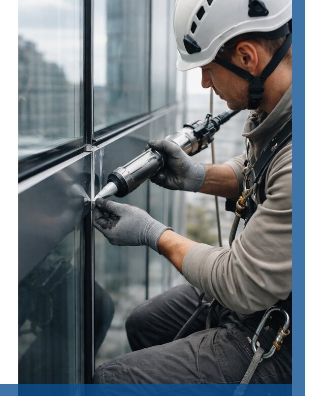 Герметизация стыков витража в Ижевске от 1246 р. | ВЫСОТНИК-Жвс