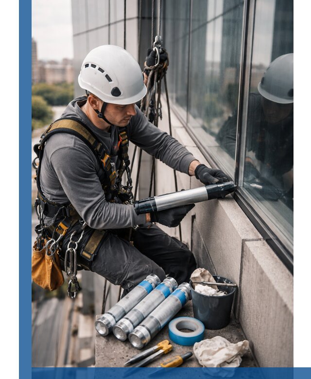 Герметизация стыков витража в Ижевске для герметичных фасадов