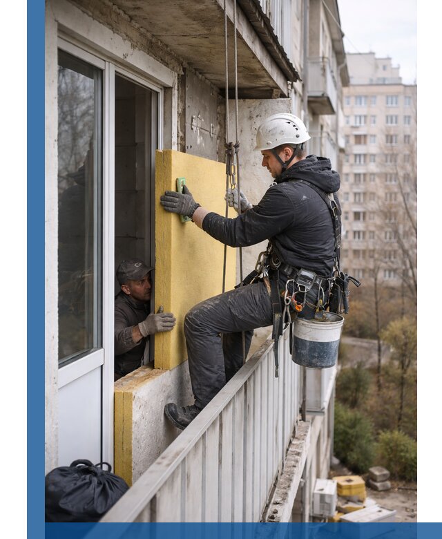 Профессиональное утепление балкона снаружи в Ижевске под ключ
