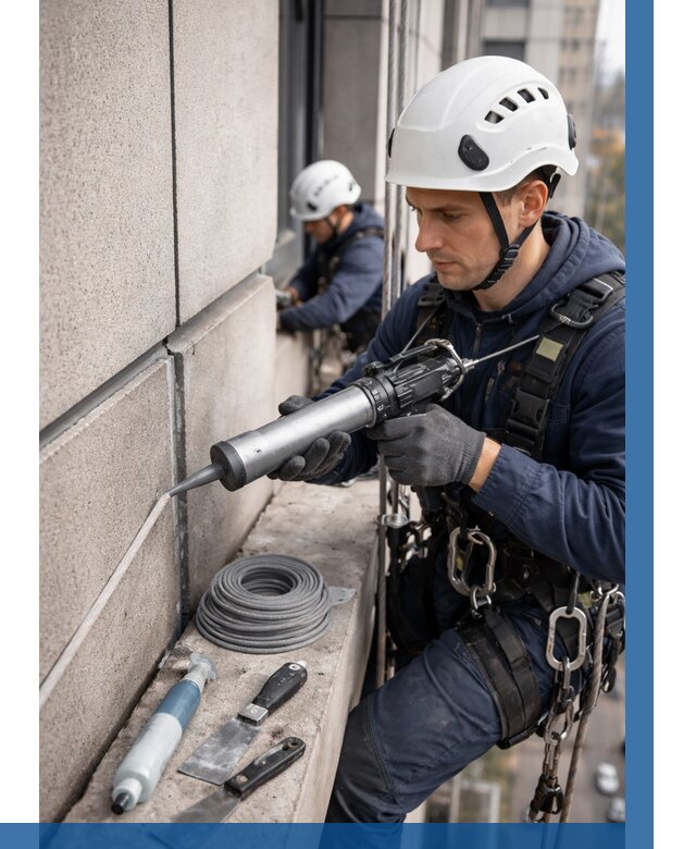 Герметизация деформационных швов фасада в Ижевске от 727 | ВЫСОТНИК-Жвс