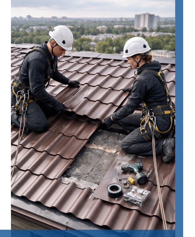 Ремонт металлочерепицы на крыше в Ижевске от 935 р. | ВЫСОТНИК-Жвс