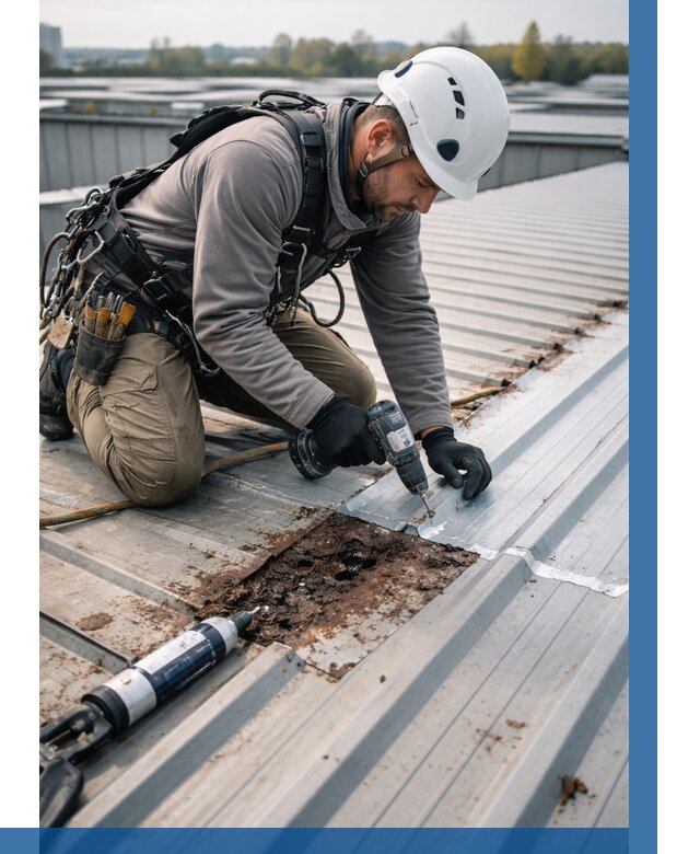 Ремонт профнастила на кровле в Ижевске от 727 р. | ВЫСОТНИК-Жвс