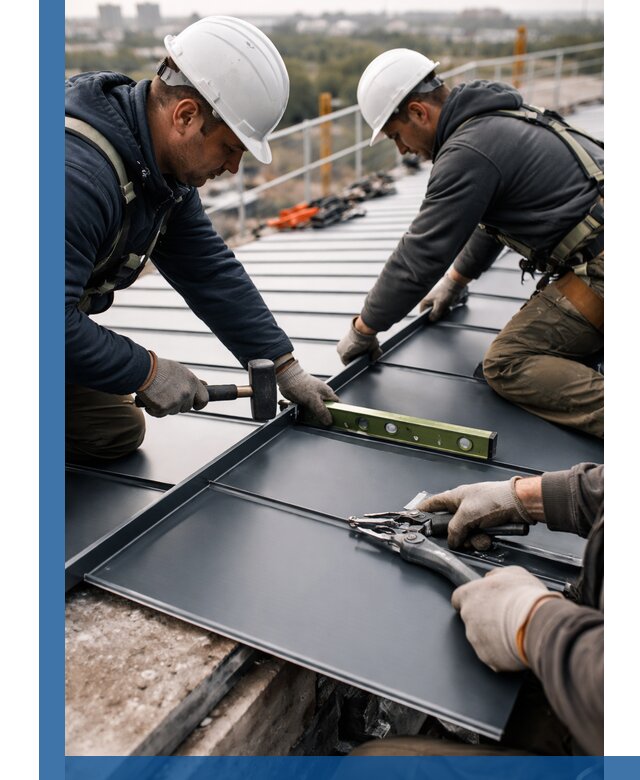 Монтаж фальцевой кровли в Ижевске для промышленных зданий