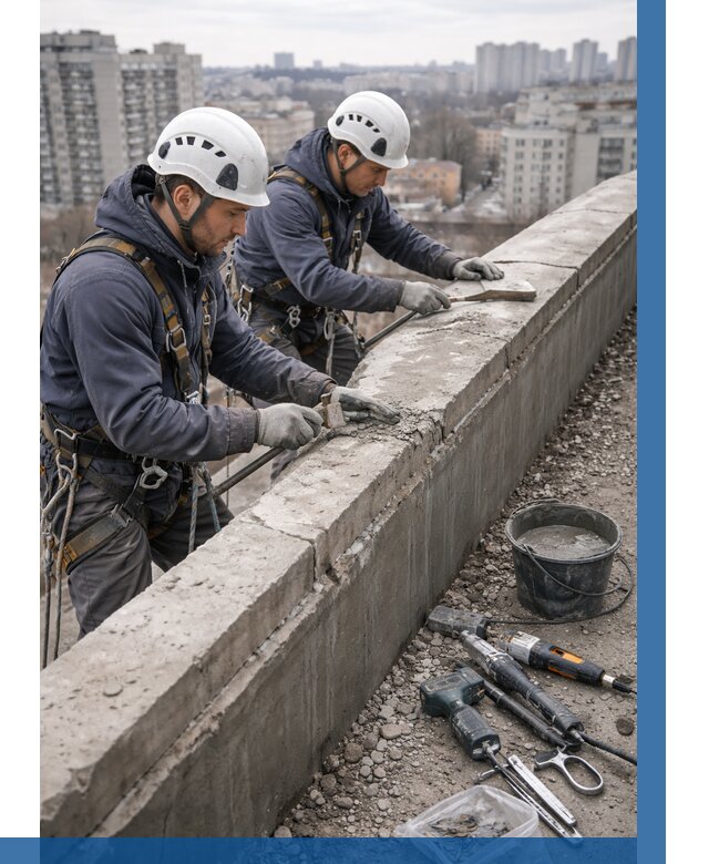 Ремонт парапета на кровле в Ижевске от 1558 р. | ВЫСОТНИК-Жвс