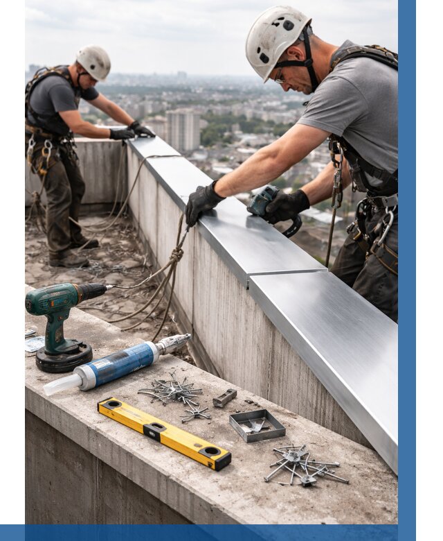 Монтаж парапетных крышек в Ижевске от 831 р. | ВЫСОТНИК-Жвс