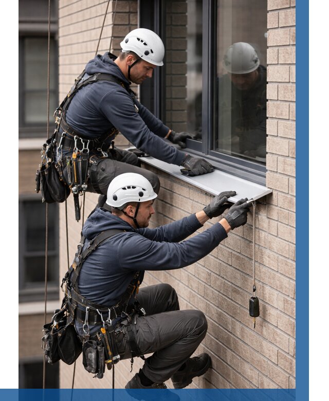 Монтаж оконных отливов под ключ в Ижевске от 3635 р. | ВЫСОТНИК-Жвс