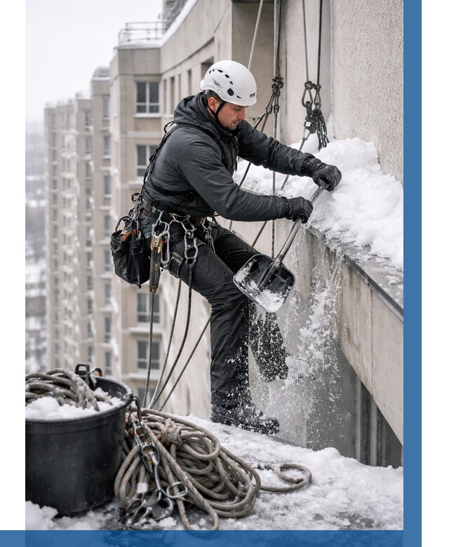 Очистка карнизов от снега в Ижевске от 312 р. | ВЫСОТНИК-Жвс