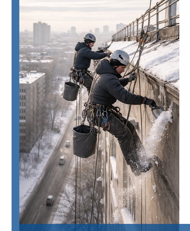 Очистка карнизов от снега в Ижевске профессионально и безопасно