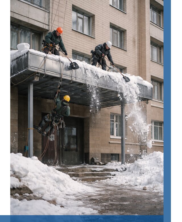 Очистка козырьков от снега в Ижевске от 3635 р. | ВЫСОТНИК-Жвс