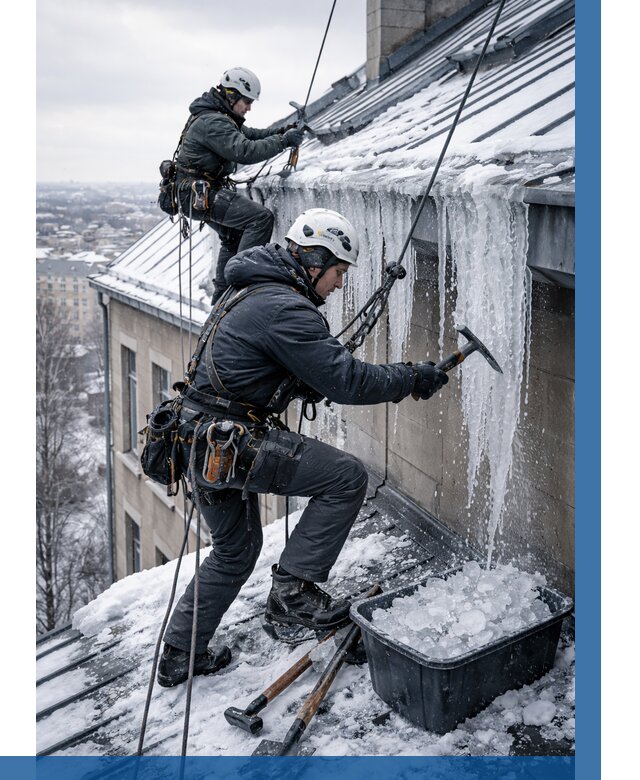 Удаление наледи с кровли в Ижевске от 5713 р. | ВЫСОТНИК-Жвс