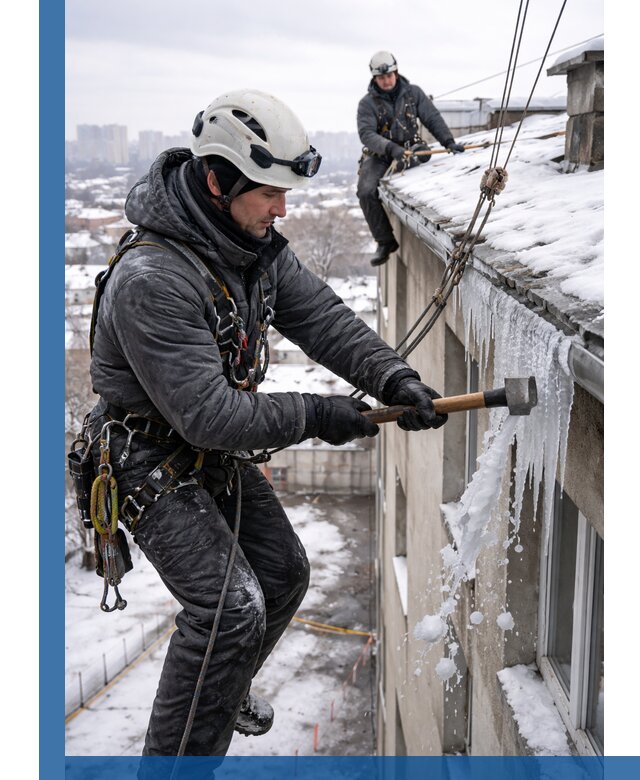 Сбивание и удаление сосулек с крыши в Ижевске безопасно