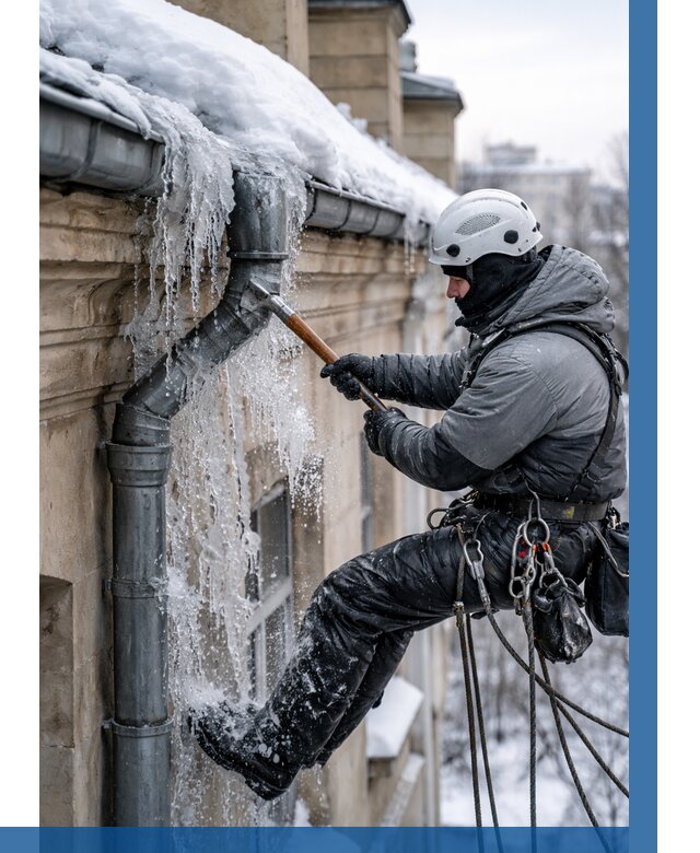 Очистка водостоков от льда в Ижевске от 3635 р. | ВЫСОТНИК-Жвс