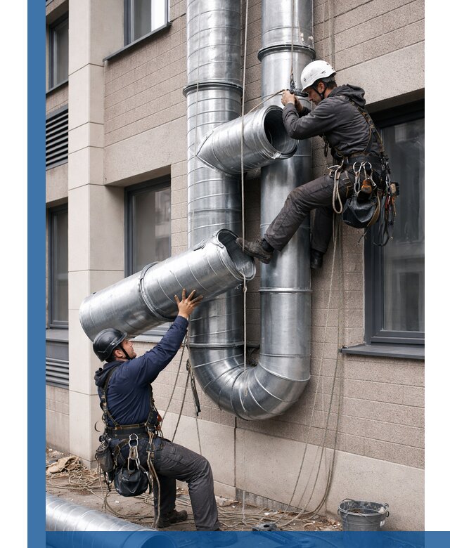Монтаж фасадных воздуховодов в Ижевске с герметизацией и крепежом