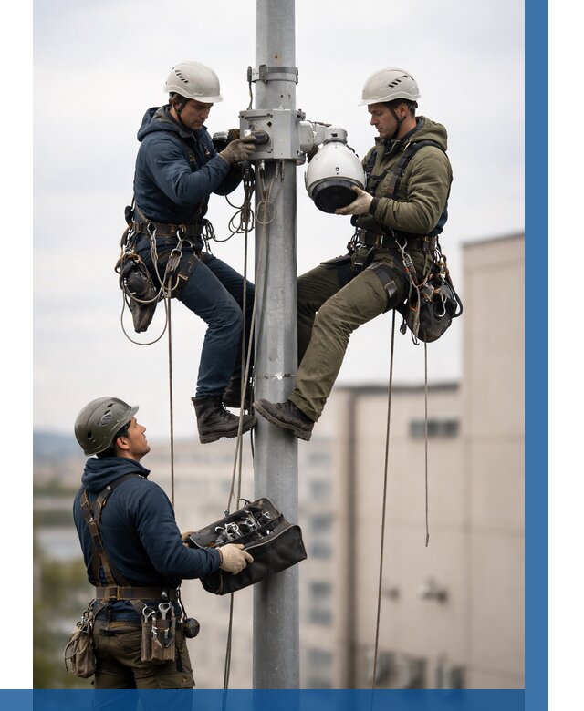 Установка видеокамер на мачте в Ижевске от 8829 р. | ВЫСОТНИК-Жвс