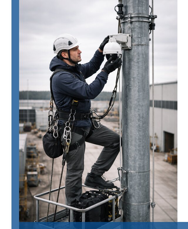 Профессиональная установка видеокамер на мачте в Ижевске