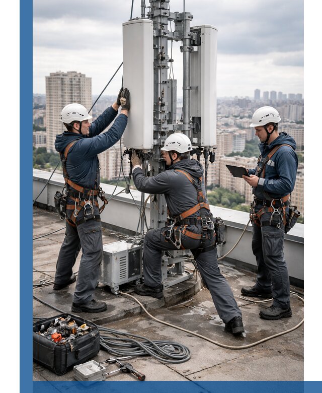 Монтаж антенн связи на крыше в Ижевске с вводом в эксплуатацию