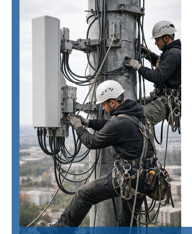 Монтаж оборудования связи на мачте в Ижевске с пусконаладкой