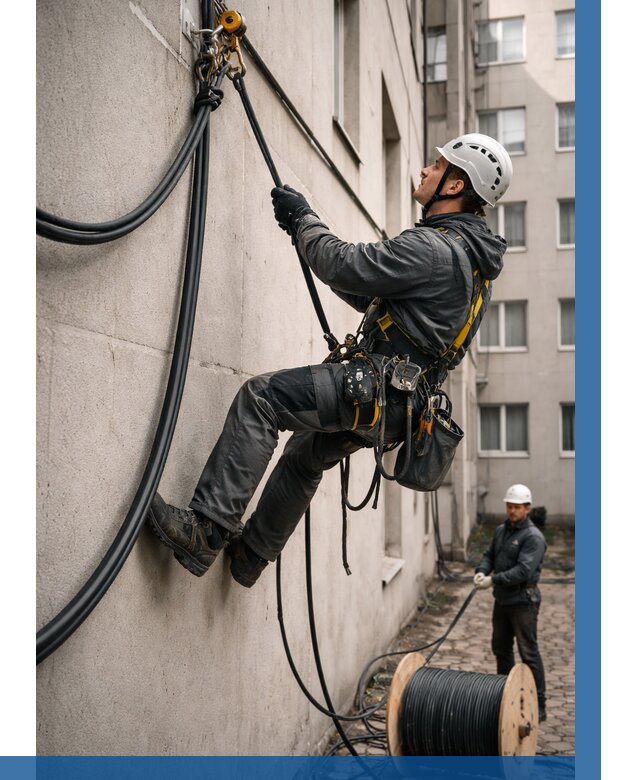 Протяжка кабеля питания на высоте в Ижевске от 467 р. | ВЫСОТНИК-Жвс
