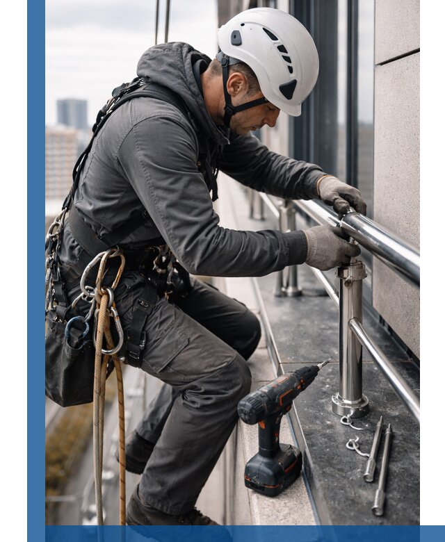 Монтаж ограждений на высоте в Ижевске для зданий и конструкций