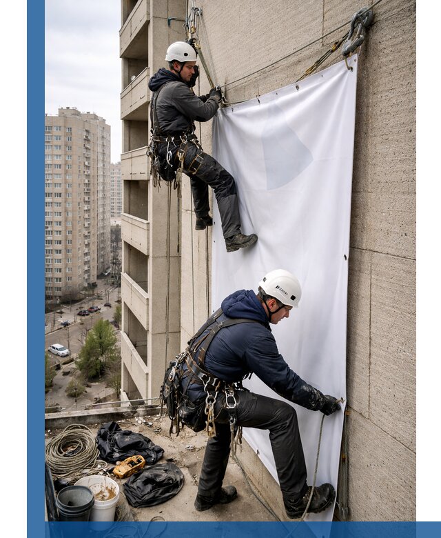 Профессиональный монтаж баннеров на фасаде в Ижевске