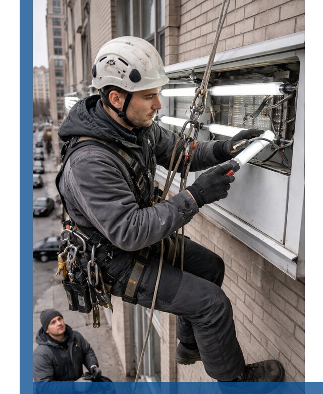 Профессиональная замена ламп в наружной вывеске в Ижевске