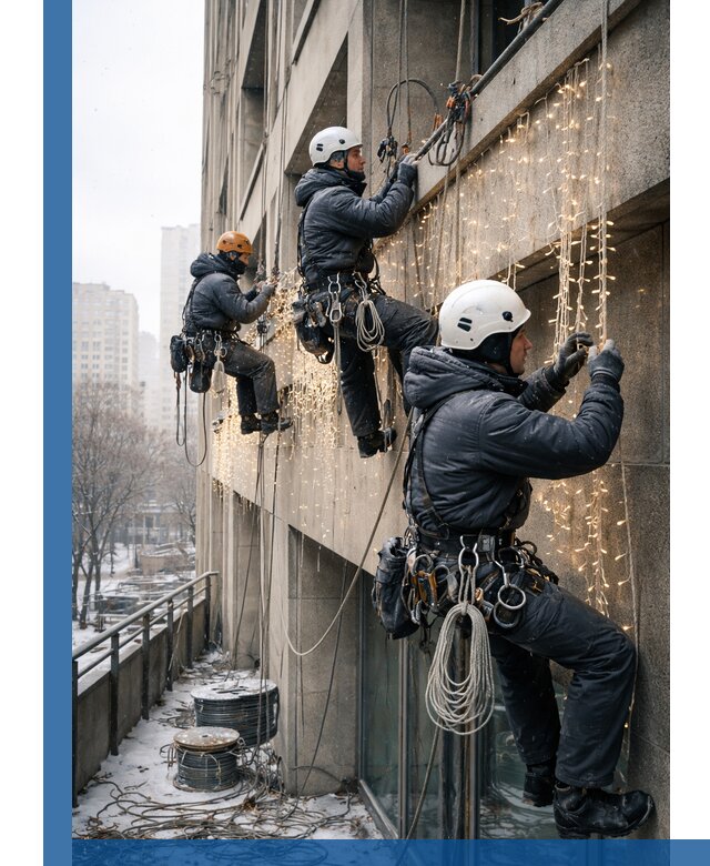 Монтаж новогодней иллюминации и украшение фасадов в Ижевске