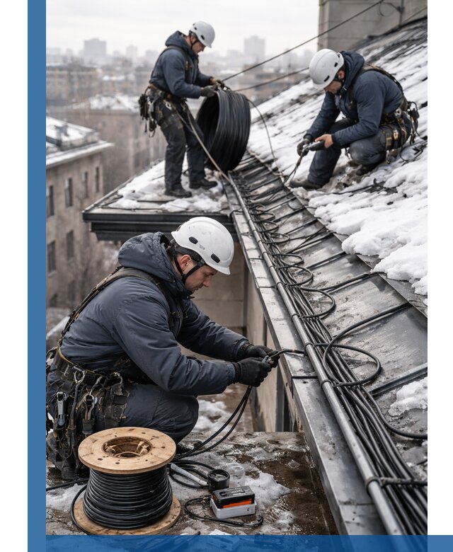 Монтаж греющего кабеля на кровле в Ижевске под ключ