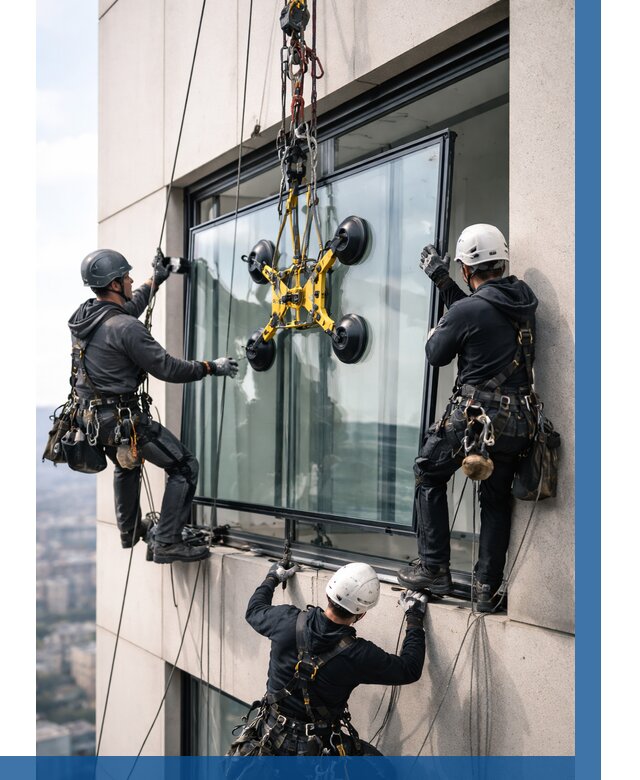 Монтаж стеклопакетов на высоте в Ижевске от 3324 р. | ВЫСОТНИК-Жвс