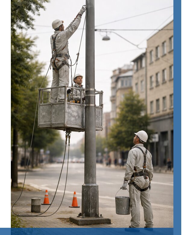 Покраска опор освещения в Ижевске от 5194 р. | ВЫСОТНИК-Жвс