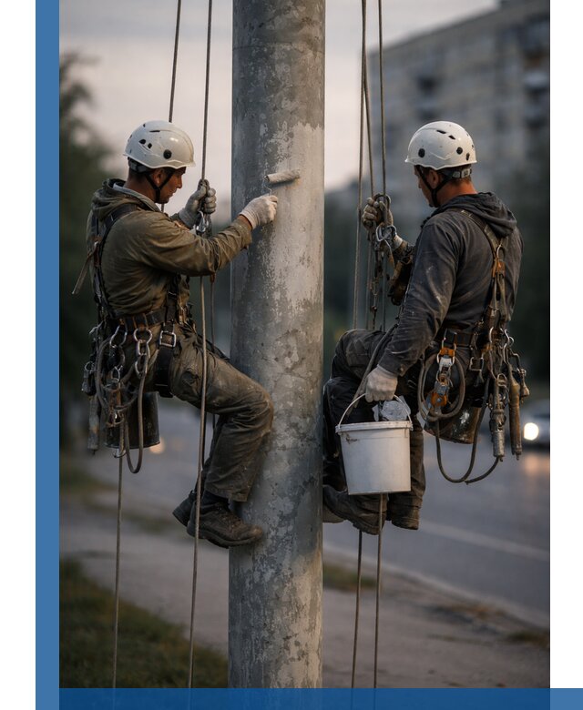 Покраска опор освещения и антикоррозийная защита в Ижевске
