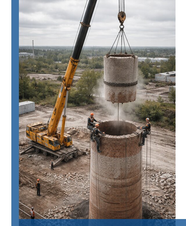 Демонтаж дымовой трубы в Ижевске с гарантиями безопасности