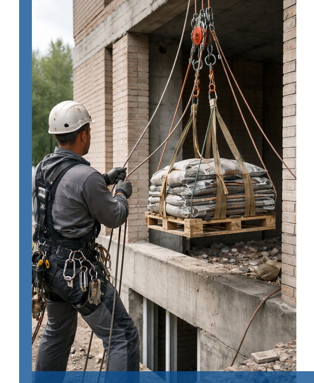 Подъем материалов на этаж веревками в Ижевске оперативно