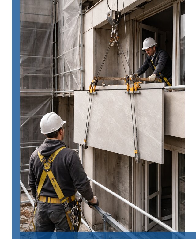 Подъем керамогранита на этаж в Ижевске грузчиками и техникой